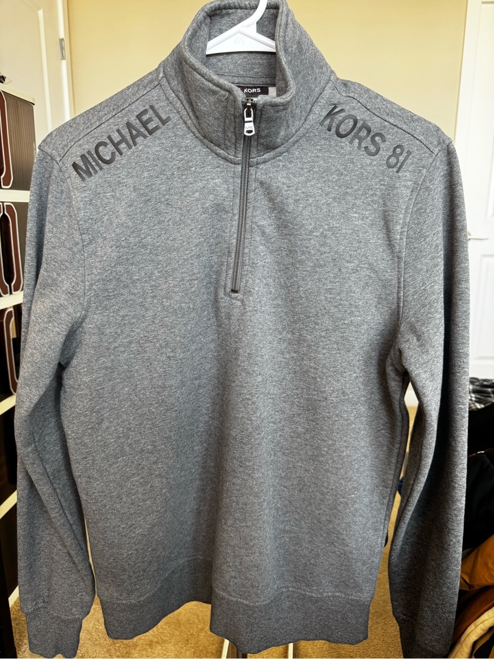 Michael Kors Men’s Gray Zip-Up Mock Neck Sweater